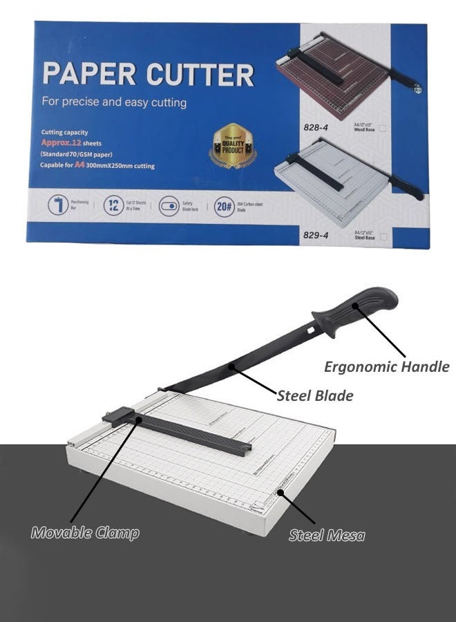 Hanayo A4 Paper Cutter Graduated Paper Trimmer Stable Metal Base Manual Paper Cutter for Photo Coupons Labels Card Cuts Home and Office Use(White/Black) - Image 2